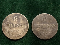 6 Kreuzer 1848 A, 1849 C