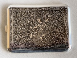 1 Forintról! Tula ezüst (107 gramm) cigaretta dózni táncoló indiai istenségekkel.