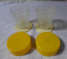 Retro kempingpohár, összecsukható műanyag pohár