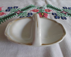 Cseh porcelán, aranyszegélyes fehér sótartó (MCP, csehszlovák, Czechoslovakia)