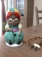 Antik Art deco német kézzel festett szerecsen porcelán lámpa