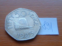 GUERNSEY 50 PENCE 1983 Réz-nikkel, (hercegi kalap) #891