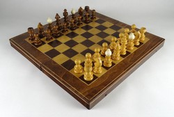 1I463 Régi sakk készlet fadobozban 44.5 x 44.5 cm