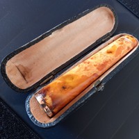 Rare foam amber in a silver box with a silver tip