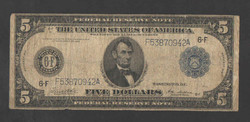 5 Dollars 1914. Lincoln, silver certificate !! Blue seal! Nice banknote !!