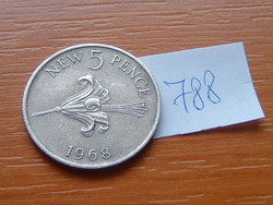 Guernsey 5 new pence 1968 lily, copper-nickel # 788