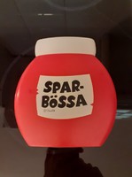 Red white wall socket plastic - money box - Swedish rune andreasson spar bössa bamse