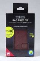 1I428 Card guard barna biztonsági pénztárca fém kártyatartóval