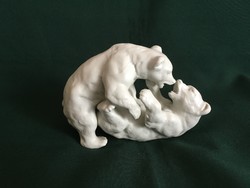 Wallendorf birkózó medvék porcelán figura