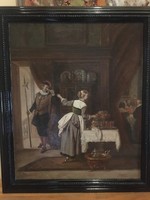 An antique baroque scene from the 18th or 19th century.