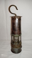 Antik BACCARAT üveg betéttel francia bányász lámpa