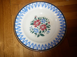 Antique folk floral faience wall plate