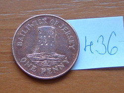 Jersey 1 pence 2008 tower le hocq tower, copper plated steel # 436