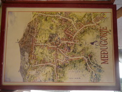 Medugorje map in wooden frame with 32x44 cm glass plate