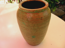 Rarity. Retro marked ribbed ceramic vase tporhcka keramika