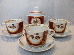 Régi orosz /szovjet porcelán teás reggeliző csésze szettek +cukortartó