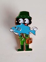 Retro fisherman fire enamel brooch badge on the back with writing wild 1988