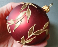 Csodaszép bordó arany üveggömb karácsonyfadísz