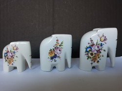 3 db cuki virágos porcelán szerencse elefánt