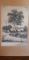 Komjáti wanyerka gyula - fishing - old etching