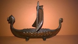 Bronz vikinghajó - miniatúra , polcdísz