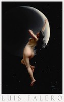 Luis Falero Hold nimfa 1883 festmény művészeti plakátja, álló női akt éjszaka fantasy mitológia
