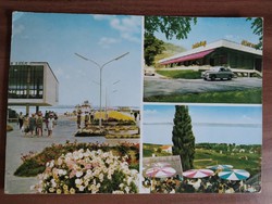 Régi képeslap, Balaton, Badacsony, Warsawa autó, 1975-ből