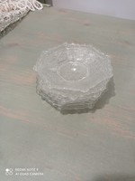 Art deco six-piece molded glass cake plate.