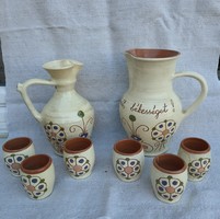 1980 ceramic spouts with 6 glasses. Kazbarbarcika.