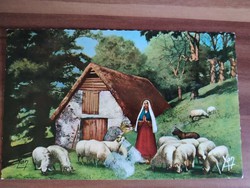 Old postcard of Saint Bernadette in Lourdes