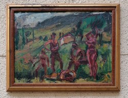 Tenkács Tibor (1913-1988) Fürdőzők a réten