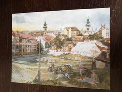 Zórád Ernő festménye alapján  Old Budapest Tabán 1930-33 képeslap Méret: 15x11cm Postatiszta.
