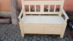 Old wooden bench chest, arm chest, opening arm storage bench, bench