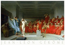 Jean-léon gérôme phrüné week before areiospagos art poster of 1861 painting, greek nude