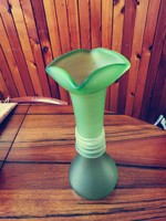 Beautiful green heavy glass vase 32 cm high