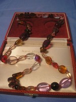 Ut bright colored 70 cm glass + pearl unique artistic decorative necklace rarity double row