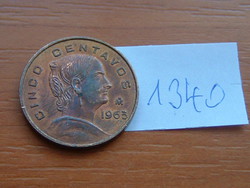 Mexico mexico 5 centavos 1963 mo, josefa ortiz de domínguez 20.5 mm # 1340