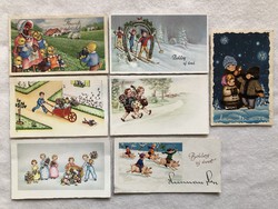 Booked - 7 antique mixed mini postcards, greeting cards - postal clean