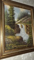 Fabulous waterfall landscape with wide frame 51x41