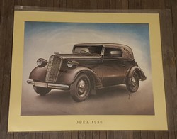 Opel 1936 papír nyomat,  37,5x30 cm