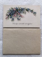 Antique floral litho mini postcard, greeting card - postcard