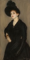 Émile blanche - elegant lady in black - reprint
