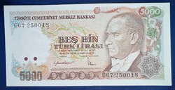 Törökország 5000 Líra 1985 Unc