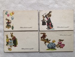 Antik, régi  Húsvéti grafikus mini képeslap, üdvözlőlap  -  postatiszta  - az ÁR 1 db-ra vonatkozik