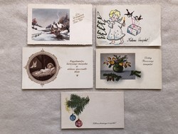 5 pcs antique mini postcards, greeting cards - postage clean