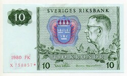 Svédország 10 svéd Korona, 1980, szép