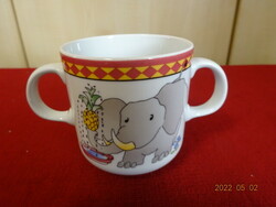 Villeroy & boch German porcelain, two-eared children's mug with elephant pattern. He has! Jókai.