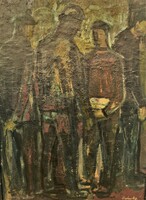 László Sztojka (1910 - 1971) illegal meeting (exhibited in an art gallery) with original guarantee!