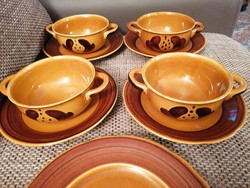 Villeroy and boch picnic soup or breakfast) cups with saucers. Hand-painted, flawless pieces!