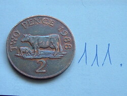 Guernsey 2 pence 1986 bronze, cows 111.